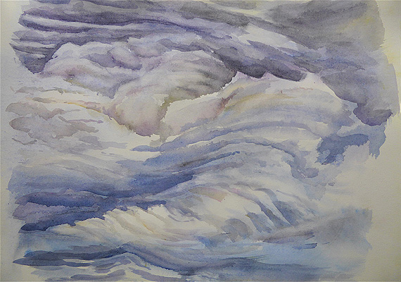 Aquarelle 10 : entre mer et ciel - 40 cm x 40 cm.