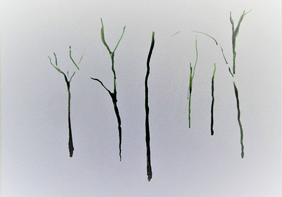 Surprise 4 - encre verte sur papier - 20 cm x 14 cm.