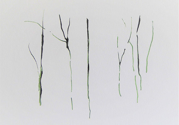 Surprise 5 - encre verte sur papier - 20 cm x 14 cm.