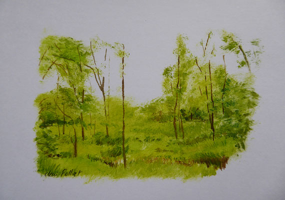 Paysage huile sur papier 12 - 16 cm x 11 cm.