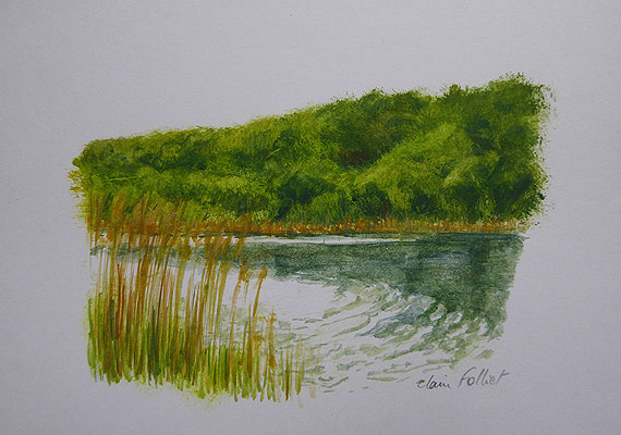 Paysage huile sur papier 13 - 16 cm x 11 cm.