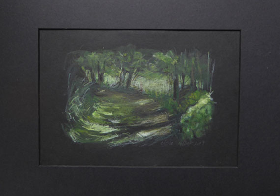 Paysage huile sur papier 14 - 16 cm x 11 cm.