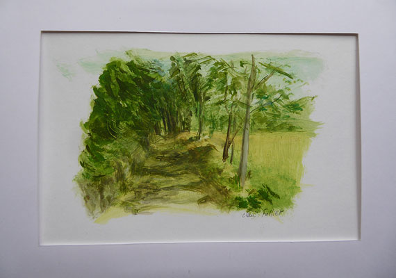 Paysage huile sur papier 5 - 16 cm x 11 cm.