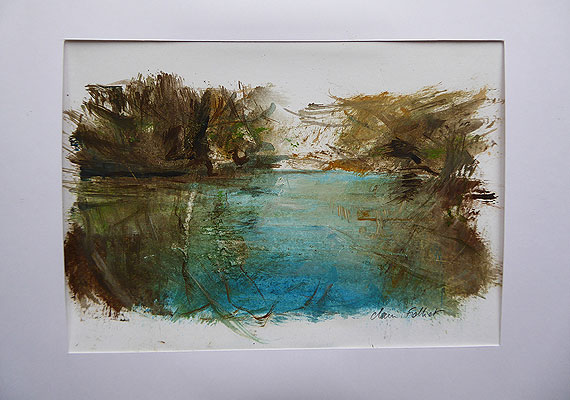 Paysage huile sur papier 6 - 16 cm x 11 cm.