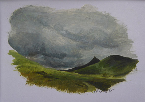 Paysage huile sur papier 9 - 16 cm x 11 cm.