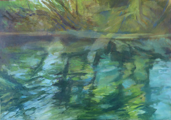 Paysage sur toile 4 - Berge 84 cm x 62 cm.